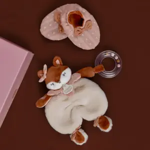 Coffret Doudou et chaussons Mina marron (0-6 mois)