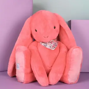 Peluche géante lapin Fleurette Corail (70 cm)
