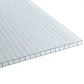 Plaque polycarbonate alvéolaire l.1 x L.2m, ép.10 mm, 1.7KG/M2 2 parois Transparent 5pcs