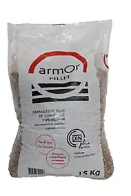 Granulés bois Armor sac de 15kg, 100% résineux, DINplus PEFC