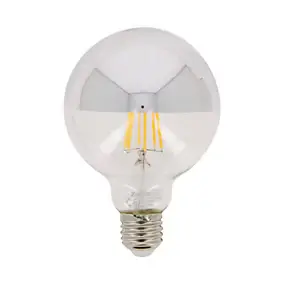 Ampoule LED E27 globe miroir argent filament 850 lm blanc chaud 8 W Xanlite