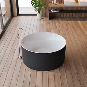 Baignoire îlot ronde Loom 2.0,noir mat, 130x130 cm, by Spalina