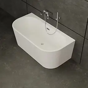 Baignoire semi-îlot murale 160 x 75 cm blanche, Spalina Naos
