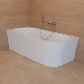 Baignoire semi-îlot murale d'angle gauche L.170 x l.76 cm blanc Spalina Cosmic