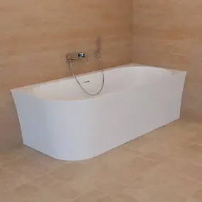 Baignoire semi-îlot murale d'angle droit L.180 x l.80 cm blanc Spalina Cosmic