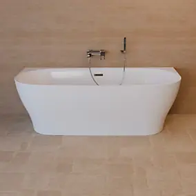 Baignoire semi-îlot murale L.180 x l.75 cm blanc Spalina Velvet