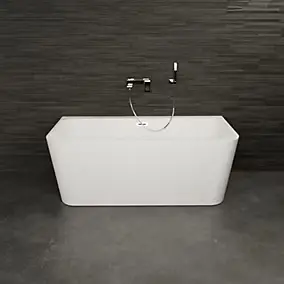 Baignoire semi-îlot murale L.150 x l.69 cm blanc Spalina Mint