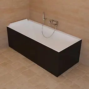 Baignoire semi-îlot murale d'angle gauche L.170 x l.76 cm noir mat Spalina Quantum
