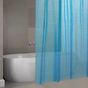 Rideau de douche L.180 x H.200 cm bleu transparent en éthylène-acétate de vinyle Msv Eva 3D