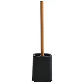Brosse WC et support MSV Spirella Kamla corps polyrésine et manche en bambou coloris noir