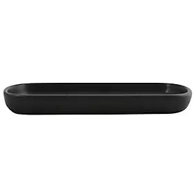 Plateau de salle de bains noir mat en céramique L.25,7 x l.11,5 x H.2,8 cm, MSV Maonie