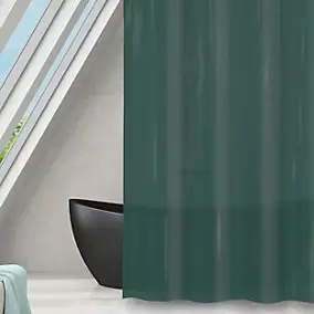 Rideau de douche L.180 x H.180 cm vert foncé en polyéthylène vinyle acétate Msv Romana