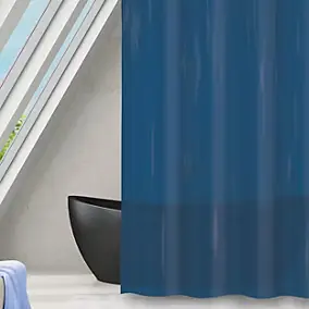 Rideau de douche L.180 x H.180 cm bleu foncé en polyéthylène vinyle acétate Msv Romana