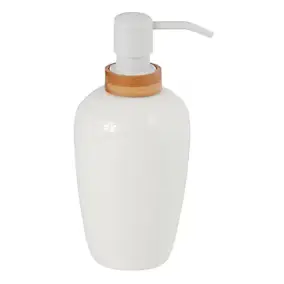 Distributeur de savon à visser blanc en polystyrène et bambou Spirella Oslo