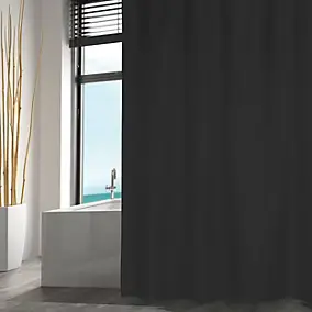 Rideau de douche L.180 x H.200 cm noir en polyester Msv