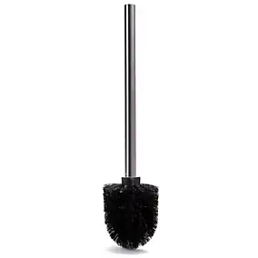Brosse WC manche acier inoxydable brosse noire H.32 cm