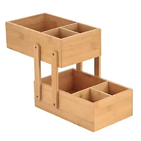 Organisateur de salle de bains en bambou 2 niveaux 16,7 x 25 x 16 cm MSV Isalys