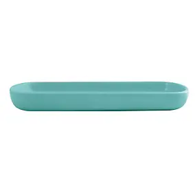 Plateau de salle de bains en céramique l.25,7 x L.11,5 x H.2,8 cm, bleu aqua, MSV Maonie