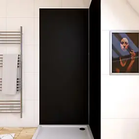 Panneau mural de salle de bains l.90 x H.210 cm, noir, Galedo Alucolors
