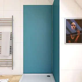 Panneau mural de salle de bains l.90 x H.210 cm, bleu, Galedo Alucolors