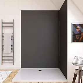 Panneau mural de salle de bains l.120 x H.210 cm, gris, Galedo Alucolors