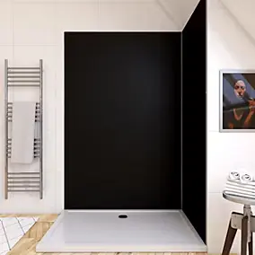 Panneau mural de salle de bains l.120 x H.210 cm, noir, Galedo Alucolors