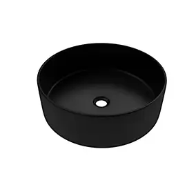 Vasque à poser ronde en céramique noire, Ø35 x H.11,5 cm, Galedo Round