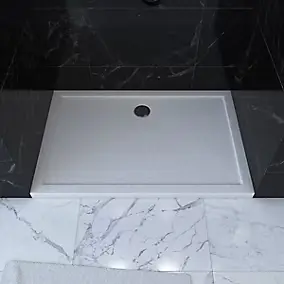 Receveur de douche extra-plat 80 x 120 cm, acrylique, blanc, Galedo Pedra
