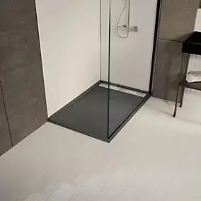 Receveur de douche extra-plat 80 x 120 cm, acrylique, gris, Galedo Pedra