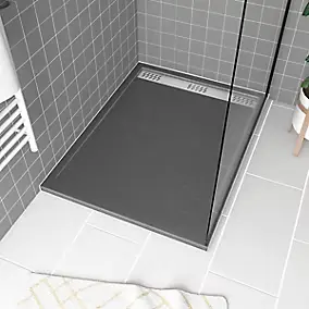 Receveur de douche extra-plat 90 x 120 cm, acrylique, gris, Galedo Pedra