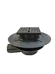 Bonde carrée pour receveur de douche, 105mm, sortie horizontale Ø50mm, noir, Galedo Showerplate