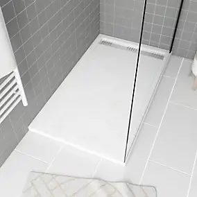 Receveur de douche 80 x 140 cm, acrylique blanc effet pierre, Galedo Pedra