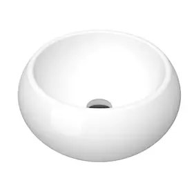 Vasque à poser ronde en céramique blanche, Ø40 x H.15 cm, Galedo Bowl