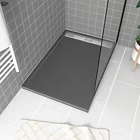 Receveur de douche 80 x 140 cm, acrylique gris effet pierre, Galedo Pedra