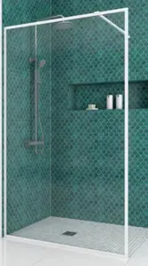 Paroi de douche Walk-in cadre blanc verre trempé 6 mm - H. 200 x L. 100 cm