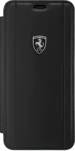 Ferrari Heritage Portofino Coque clapet en cuir véritable pour Samsung Galaxy S9, Noir