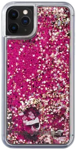 Coque Karl Lagerfeld Bling Bling avec breloques flottantes pour Apple iPhone 11 Pro Max, Rose