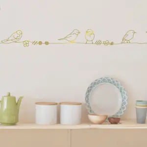 Frise murale Perles et Oiseaux Gold (5 m)