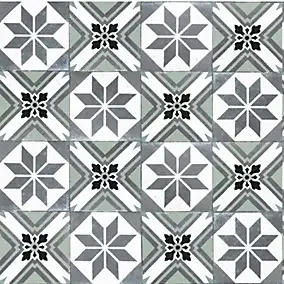 Crédence de cuisine auto-adhésive Caméléo imitation carrelage vert blanc l. 200 cm x H. 40 cm x ép. 0,2 mm