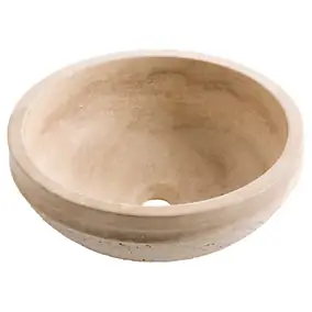 Vasque à poser ronde en travertin, l.40,6 x H.15 cm, Casa Linéa Sophia