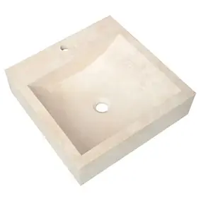 Vasque à poser carrée en travertin l.45 x H.12 x P.45 cm, Casa Linéa Ninon