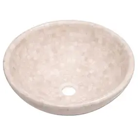 Vasque à poser ronde en travertin, l.40,6 x H.15 cm, Casa Linéa Carmen