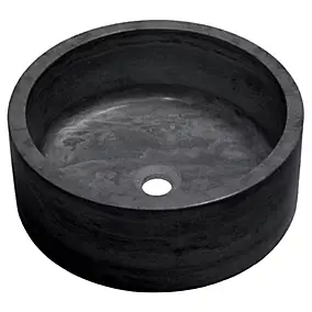 Vasque à poser ronde en basalte gris mat l.40,6 x H.15 cm, Casa Linéa Amélie