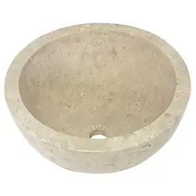 Vasque à poser ronde en travertin, l.40,6 x H.15 cm, Casa Linéa Aline