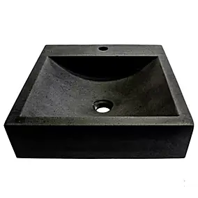 Vasque à poser carrée en basalte noir, L.45 x H.10 x P.45 cm, Casa Linea Alba