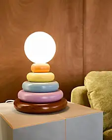Lampe à poser multicolore modulable Joa en bois peint Ø25 x H.36 cm