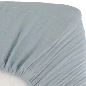 Drap housse en gaze de coton bleu vintage (60 x 120 cm)