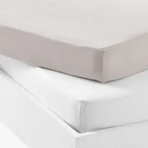 Lot de 2 draps housses en jersey Blanc-Souris (60 x 120 cm)