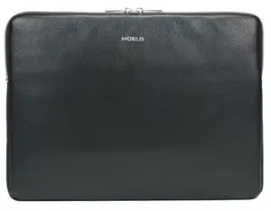 Housse pour Ordinateur Portable 12.5'-14', Pochette en Similicuir Déperlant Compatible MacBook Air et MacBook Pro 13.3', Laptop Sleeve, Noir et Argent
