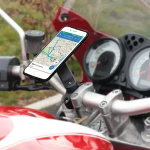 Support Smartphone pour Moto, Porte Téléphone Universel Scooter Trottinette Fabriqué en France, Rotation 360°, Ajustable à tous Guidons, Noir